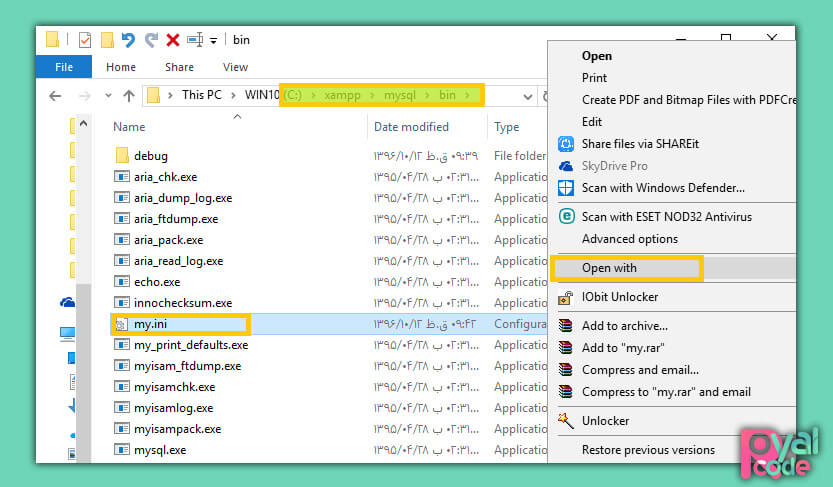 ایجاد تغییر در my.ini جهت حل مشکل اجرا نشدن mysql در xampp