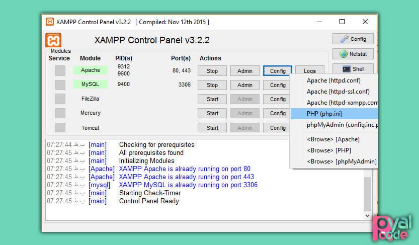 تغییر در php,ini جهت حل مشکل اجرا نشدن mysql در xampp